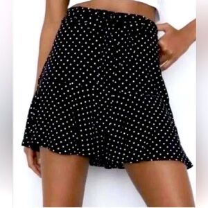 Zara Polka Dot Mini Skort Black and White tie belt size M